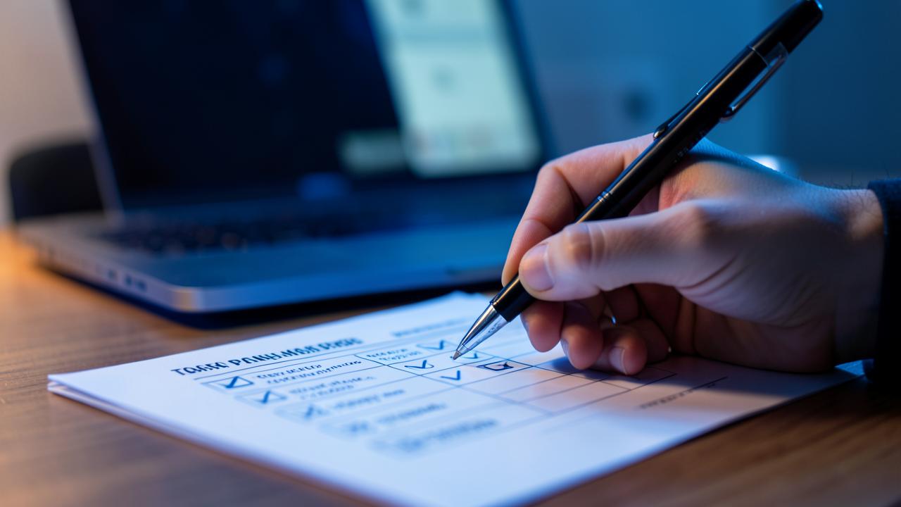 Estudiante revisando una lista de verificación antes de definir el tema de su tesis